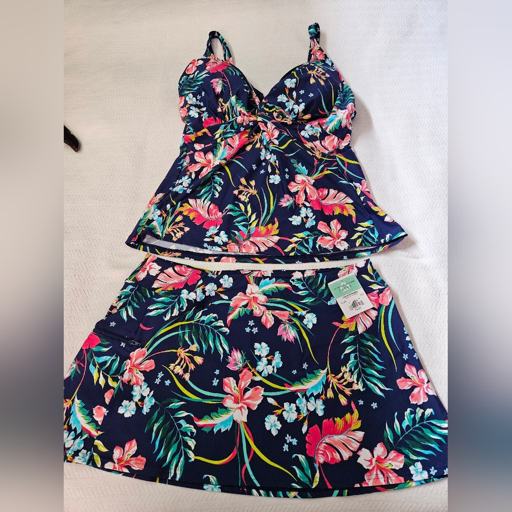 Sunsets Floral Tankini and Swim Skirt Set